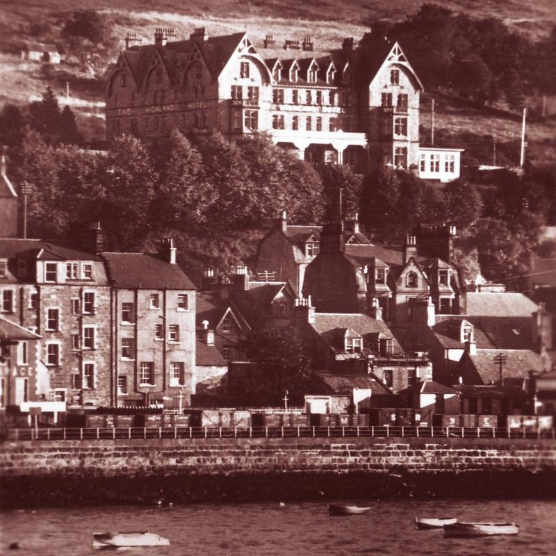 Vintage Highland Hotel from across Loch Linnhe